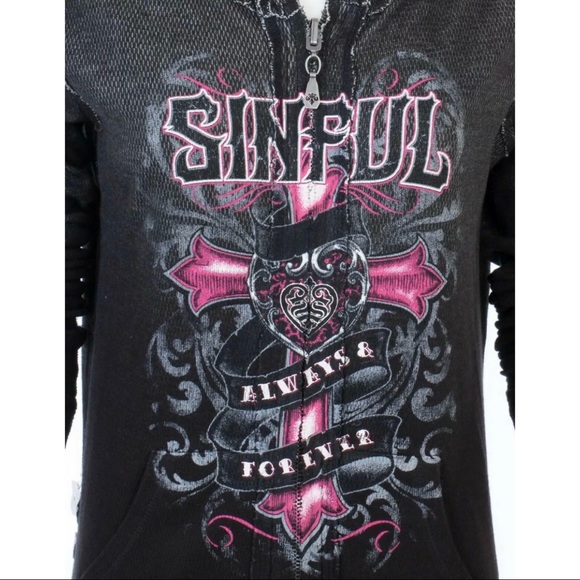 SINFUL AFFLICTION REVERSIBLE Hoodie DARK ROMANCE - Picture 8 of 11